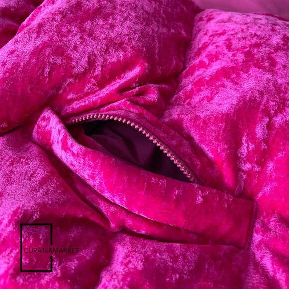 Vetements: RARE Pink Crushed Velvet Down Padded Puffer Unisex Jacket FW22 - Picture 6 of 16